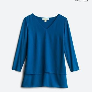 Michael Kors Sariyah V Neck Mix Material Blouse